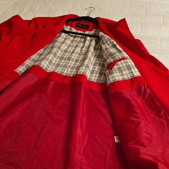 Gallery Red Trench Coat Tailored Elegance Rain Coat - Picture 4 of 13